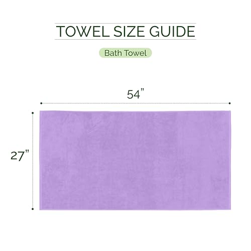 Image of Elegant Comfort 100% Turkish Cotton 4 Lines Viscose Stripe Luxury 2 Pack Bath Towel Set 27 x 54 Inch - Super Soft and Highly Absorbent Premium Hotel Spa Quality Towels for Bathroom Use, Lilac