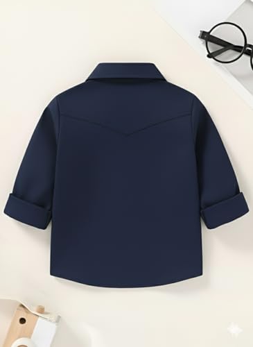 Image of Boys Shirt, Black and White Plaid and Light Blue Solid, Long Sleeve Button-Up, 2 Pack