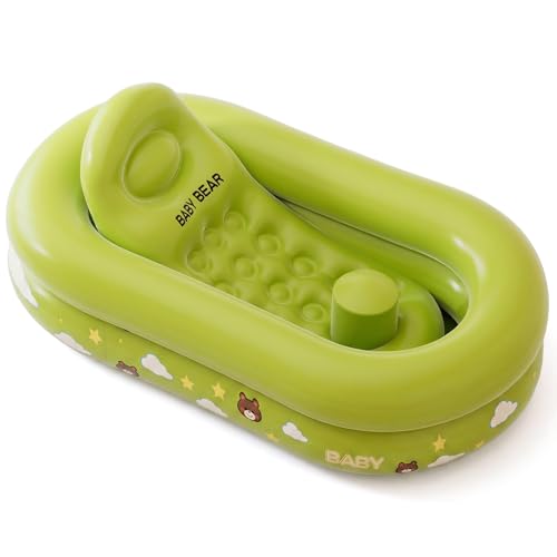 Bañera inflable para bebé: bañera plegable portátil de viaje para bebé de 39 x 24 x 12 pulgadas, con cojín antideslizante para niños y niñas de 0 a 3 años