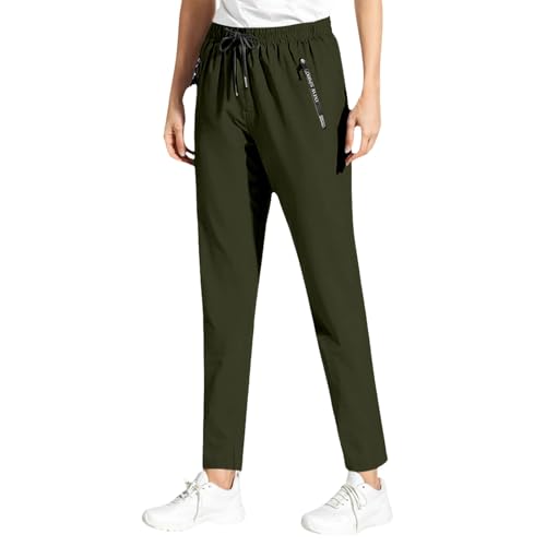 Tshaboel Quick Dry Pants Womens Joggers with Pockets Stretch Athletic Pants for Women Ladies Lightweight Polyester Active Pants Summer Comfys Fit All in Motin Activewear Green