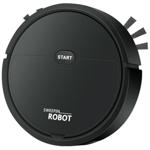 SUPVOX Robot Aspirador Automático Negro, Mini Aspiradora Robótica Multifuncional para Limpieza en Hogar, Succión Potente, Fregado Seco y Húmedo, Diseño Delgado para Rincones Difíciles,