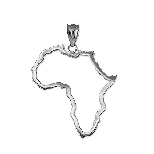 LA BLINGZ Sterling Silver Africa Open Design Pendant Necklace