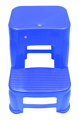 Image of Prima Plastic Durable Moulded Plastic Step Stool Non-Slip for Home & Garden with high Load Capacity. (Set of 1, Blue)