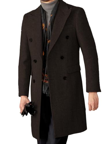 Classic Tweed Men's Blazer Herringbone Slim Fit 2 Buttons Long Overcoat Men's Jackets Blazer