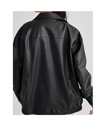 Sexyshine Women's Oversized Jackets PU Leather Leather Faux Motorcycle Plus Size Moto Biker Coat Fall Outfits3