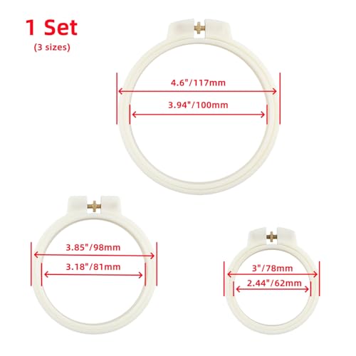 Image of HNGSON 3 Size Embroidery Hoop Set Plastic Embroidery Frame Cross Stitch Hoop Circle Embroidery Hoops Ring for Embroidery, Cross Stitch, Sewing
