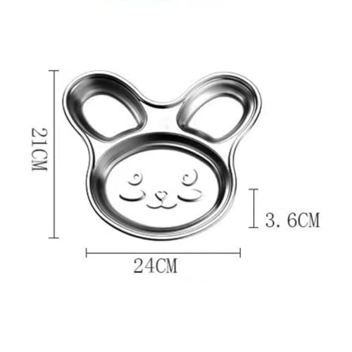 Happy Hues® Stainless Steel Divided Meal Plate Tray-3 Compartments Dinner Dish for Baby (Rabbit)