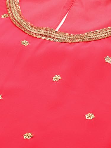 Image of Hritika Peach Faux Georgette Sequin Pattern (HRKB0070PCH L)