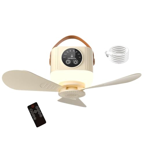 Ventilador de techo para cortina - Ventilador de techo de 3600 mAh con luz, luz de ventilación portátil suspendida | Enfriador USB recargable con temporizador, enfriador a