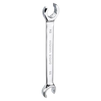 HARFINGTON Flare Nut Metric Wrench 22mm x 24mm High Carbon Steel Mirror Polished Chrome Plating Metric Wrench for DIY Hand-making Automotive Repairs and Household Maintenance