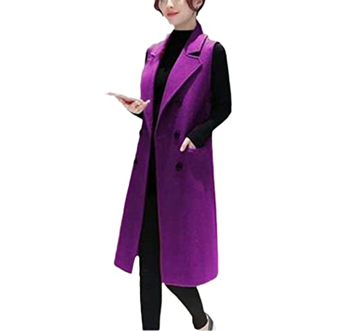 Chaleco largo suelto de lana sintética morado para evitar el frío