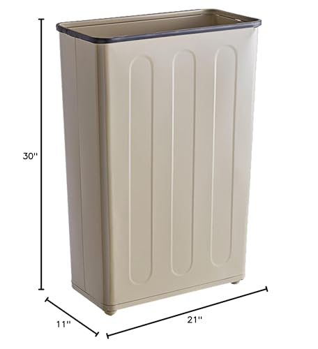 Image of - Fire-Safe Rectangular Wastebaskets - Beige - Case of 3 Commercial Bin Case - 24 Gal
