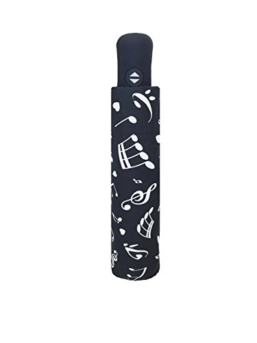 Smati Compact Folding Umbrella - Automatic Opening And Closing; 7 Fiberglass Ribs; Windproof; Robust; Diameter=90Cm; Great Classic; Protective Cover; Woman’s Umbrella; Men’s Umbrella; Musical Notes Design #TOP1