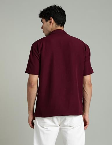 Image of FYLTR Men's Solid Casual Textured Shirt - Half Sleeves | Shirts for Men | Summer Shirt | Regular Fit