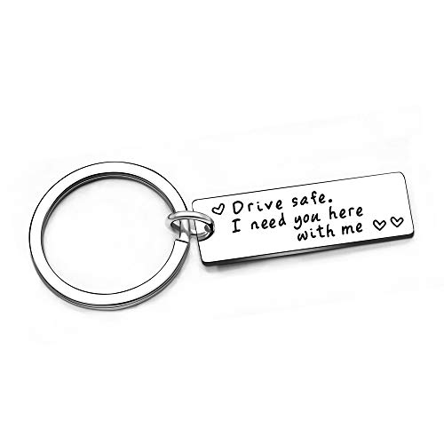 AGR8T Drive Safe I Need You Here With Me Keychain for Boyfriend Husband Dad Valentines Day Christmas Gift Stainless Steel