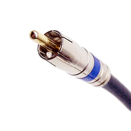 PHAT SATELLITE INTL - RCA Audio Cable, Bare Copper 18 AWG Solid Core Center Conductor, Gold Plated Pin, Brass Fittings, Bi-Shield 60% Braid 100% Foil, Custom Cut and Assembled in USA (75 feet, Black)