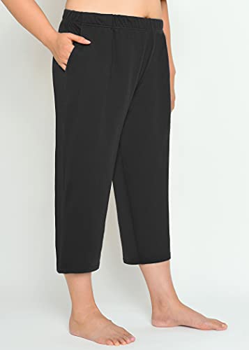 Weintee Women's Plus Size Knit Capri Pants with Pockets2