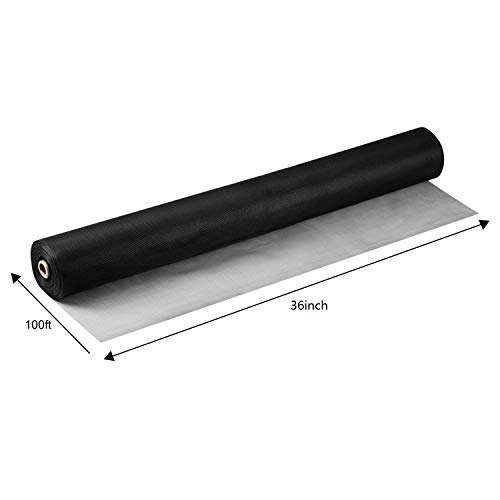 Fiberglass Screen Roll 36" X 100' A Continuous Roll Uv Protection Install And Repair Door And Window Screen (36" X100', Black) #TOP3