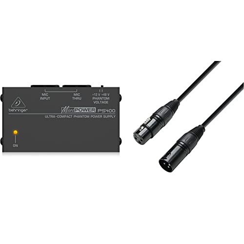 Best Price Square Phantom PWR Supply, 12/+48V PS400 by BEHRINGER & Adam Hall Cables K3DMF0150 DMX Kabel XLR Male auf XLR Female 1,5m