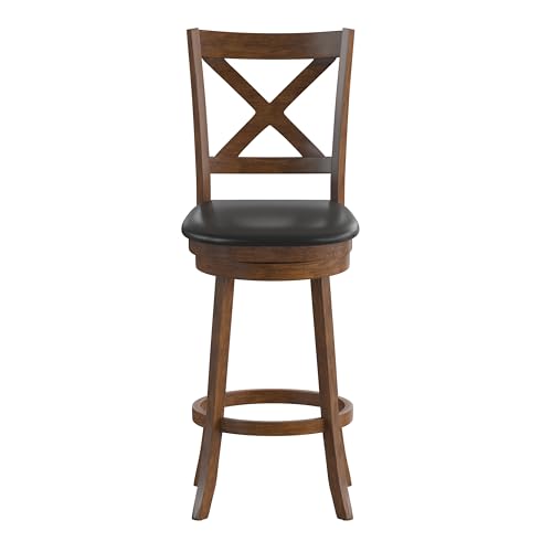 Merrick Lane Butaco Giratorio Sora Crossback Altura de Barra - Acabado Roble Antiguo - Asiento Negro Acolchado en Cuero Sintético - Giro de 360° - Reposapiés Integrado miniatura 7