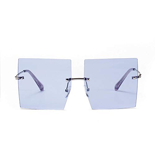 Preisvergleich Produktbild Sonnenbrille Übergroße Quadratische Sonnenbrille Damenmode Flat Top Schwarz Klare Linse Herren Shade Mirror-C2