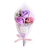 プチブーケ ソープフラワー 花束 3輪 バラ ローズ ひまわり 桜 カーネーション (パープル)
