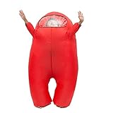 Amon Us Halloween Inflatable Costume With Sleeves for Easy Carrying Candy Easy to Wear Blow Up Astronaut Spacesuit Fits (Red, 3.3ft-4.5ft Kids)