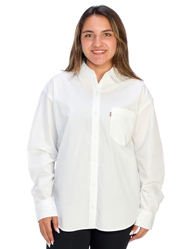 ليفايس قميص بوي فريند للنساء من هارلي، مقاس L، ابيض ساطع