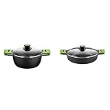 Product 1: Aluminio fundido BRA Cacerola Alta, Negro, 32 cm + A400536 Prior Cacerola baja con tapa de cristal y asas de silicona, apta para todo tipo de cocinas incluida inducción y horno, 36 cm
