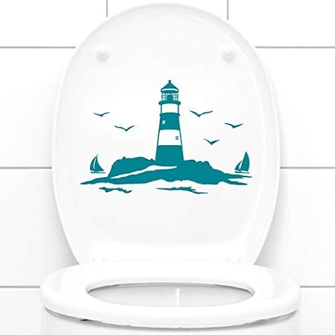 Grandora WC Aufkleber Leuchtturm mit Segelschiffen I Kupfer 25 x 16 cm I Wandtattoo Toilette Wandaufkleber Badezimmer Aufkleber Klo Sticker W5330 Cover