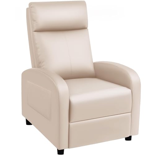 Sillón reclinable moderno piel sintética Beige