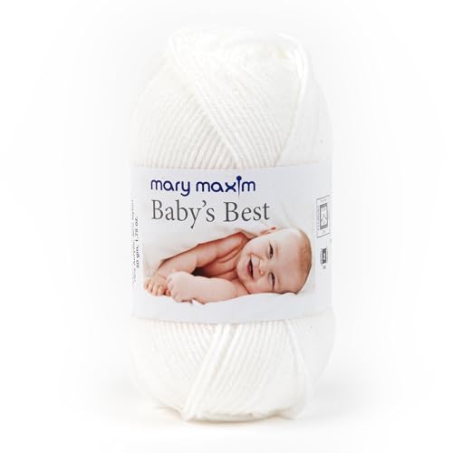 Mary Maxim Baby’s Best White Yarn for Crocheting and Knitting, 171 Yards