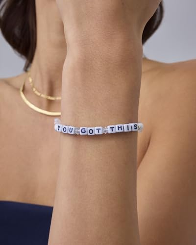 PAVOI 14K Gold Plated Colored Mantra Evil Eye Beaded Gemstone Bracelets for Women | Adjustable Friendship Beaded Bracelets with Words | I Am Enough Fearless Breathe Good Energy In My Era Grateful You Got This Affirmation Bracelet2