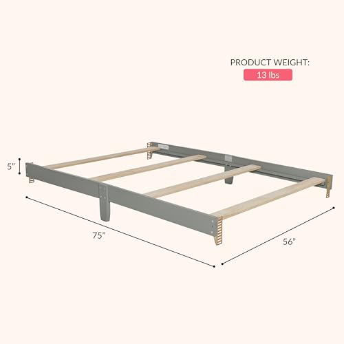 Image of Dream On Me Universal Crib to Full Size Bed Conversion Kit, Solid Wood Bed Rails for Select Convertible Cribs, Strong & Stable Support, Sea Grass