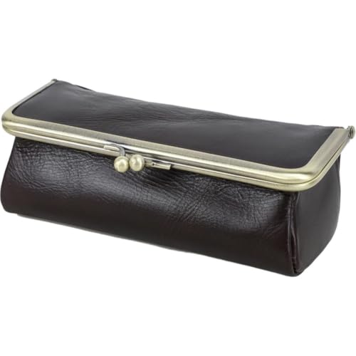 Petit étui à lunettes portable en cuir marron à offrir