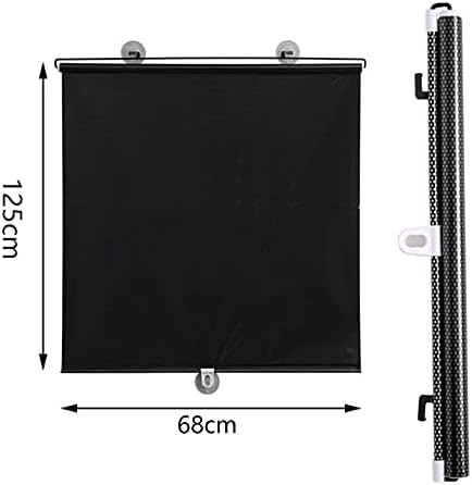 DUAO Sunshade Roller Blackout Suction Cup Blinds Curtains for Living Kitchen Office Car Window Free-Perforated Curtain, 68x125cm