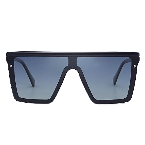 2020 Ventiventi Flat Top Shield Sunglasses Rimless Square Tr90 Frame Polarized Glasses For Women Men Blue/Gradient Blue #TOP6