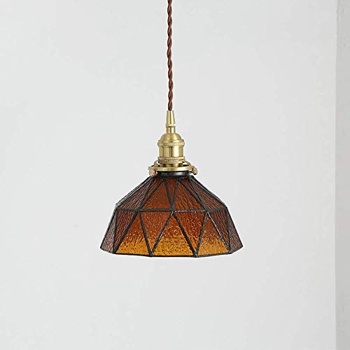 Lustre en laiton rétro nordique et verre vert durable D20cm pour chevet élégant