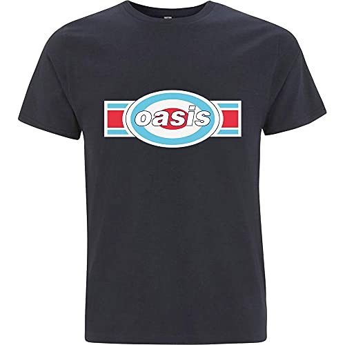 Oasis T Shirt Band Logo Target Oblong Nouveau Officiel Homme Navy Bleu Size M