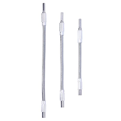 ANKROYU 3PCS Flexible Shaft Extension, High Carbon Steel Drill Bit Extension Holder, 1/4in Flexible Drill Bit Extension for Computer Case, Electrical Cabinet