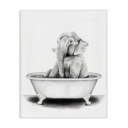 Image of Elephant in Tub Funny Bathroom, 36 x 48 Inch Canvas Wall Art