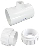 Optimum Pool Technologies 2' Pipe Tee & 2 Unions (Nut & Tailpiece) Plumbing Kit for Hayward Goldline...