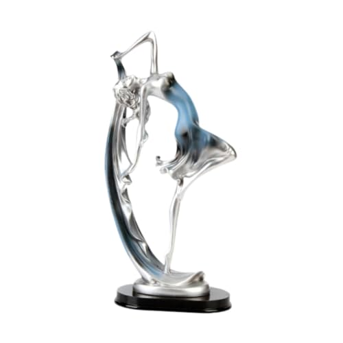 perfk Dancing Girl Statue Resina Figura de bailarín Elegante para la Mesa de Comidas del gabinete de televisión, Azul
