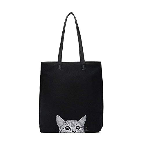 Women Canvas Handbag Meelife Shoulder Bag Cat Big Tote Bag