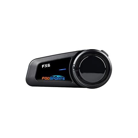 Fodsports FX6 Bluetooth Helmet Intercom, Motorbike Bluetooth Headset with Radio, Stereo Sound, Motorcycle Headsets Up to 6 Riders with Noice Cancellation, Waterproof, Powerful 500mAh Battery (1 Pack) Cover