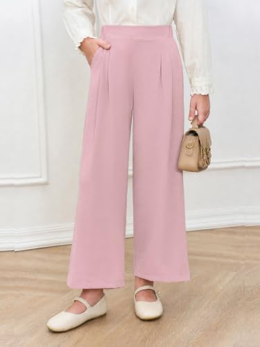 Image of Haloumoning Girls Uniform Pants Kids Wide Leg Dress Pants 5-14 Years