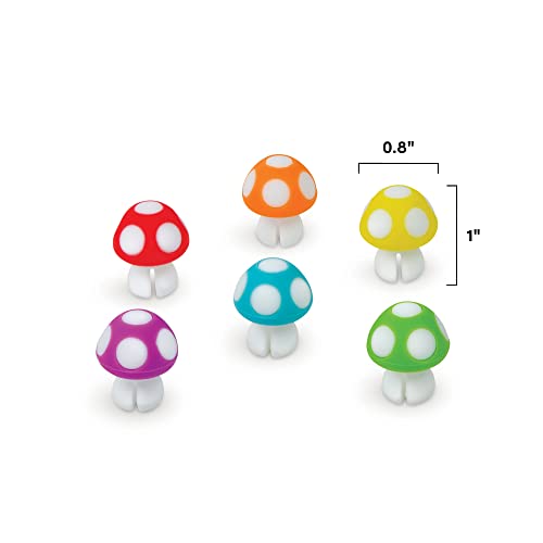 Marqueurs pour boisson Tiny Toadstools de 1 inch en plastique résistant pour verre