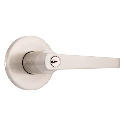 BRINKS - Lexa Home Front Door Keyed Door Lever, Satin Nickel - Modern Outdoor Entrance Hands-Free Front Door Keyed Lockset Handle Nickel Finish by BRINKS - Image 3