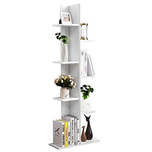Giantex Bibliothèque Arbre Étagère en Bois, Étagère de Rangement à 7 Niveaux, Étagère à Livre Décorative pour Salon, Chambre, Bureau, Couloir (Blanc)