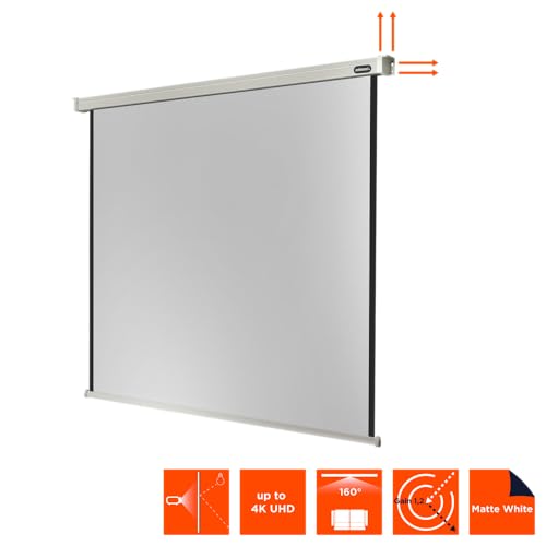 celexon Professional Motor-Leinwand 130 | 240x240 cm 1:1 | elektrische 4K,Full-HD Beamer-Leinwand f&uuml;r Projektionen im B&uuml;ro & Heimkino | zur Decken-/ Wand-Montage | mit Fernbedienung